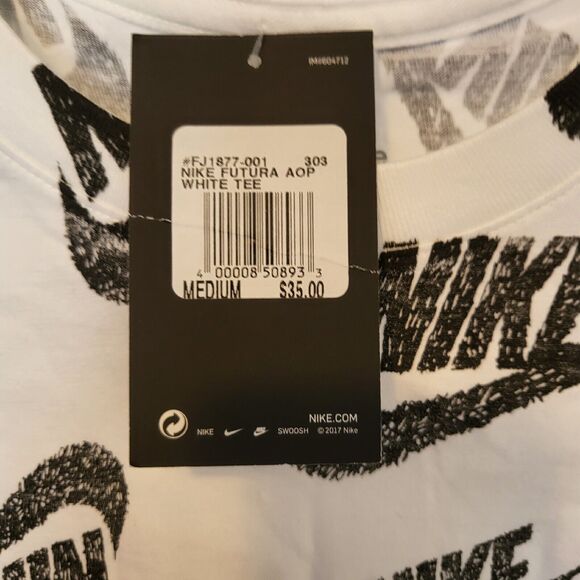 NIke Furtura AOP White Tee Size Medium - Picture 3 of 5
